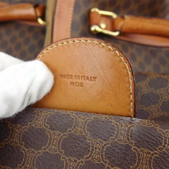 CELINE Boston bag macadam beige PVC ?~ leather Authentic used - Picture 9 of 9